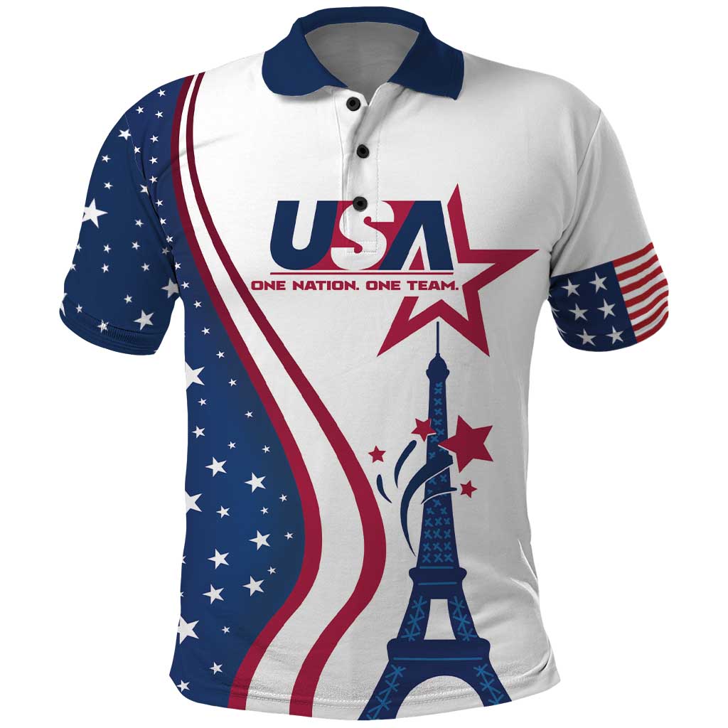 Custom USA Eiffel Tower Polo Shirt One Nation One Team LT01