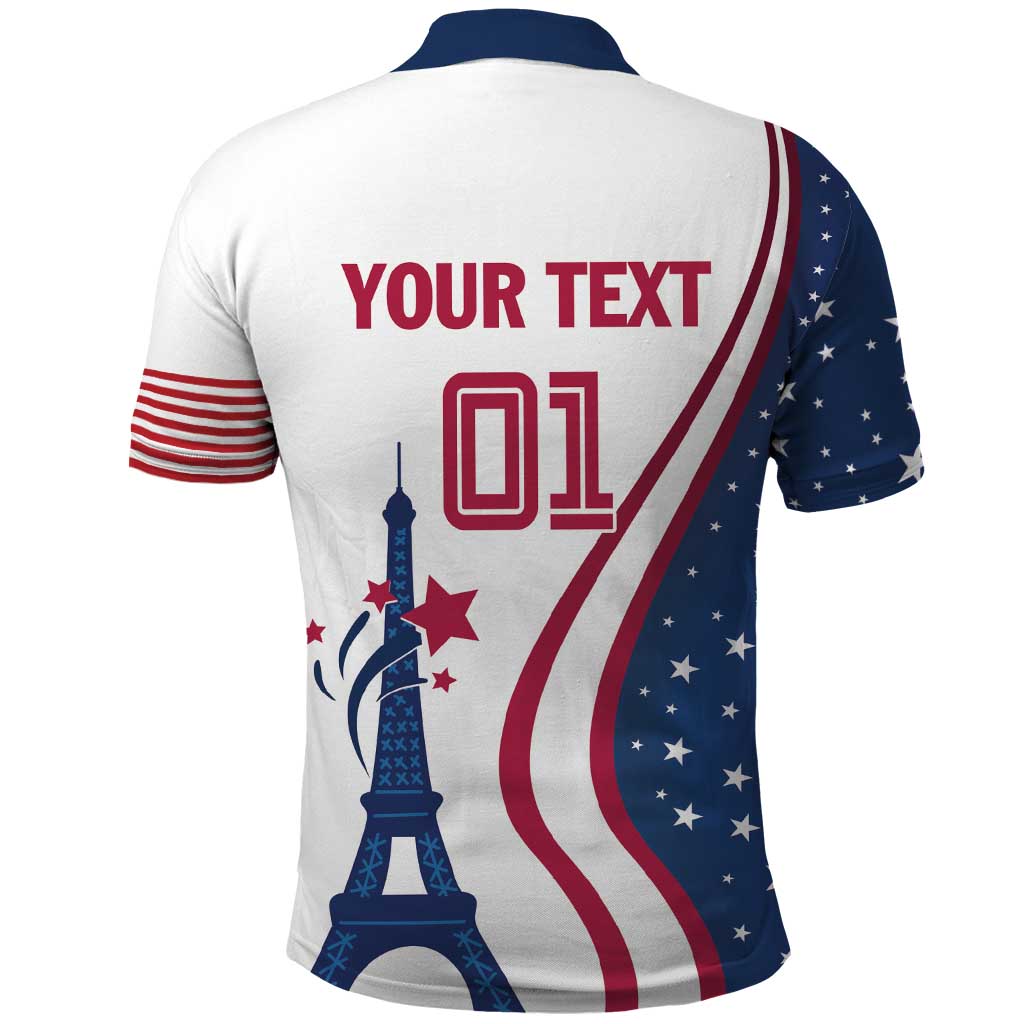 Custom USA Eiffel Tower Polo Shirt One Nation One Team LT01