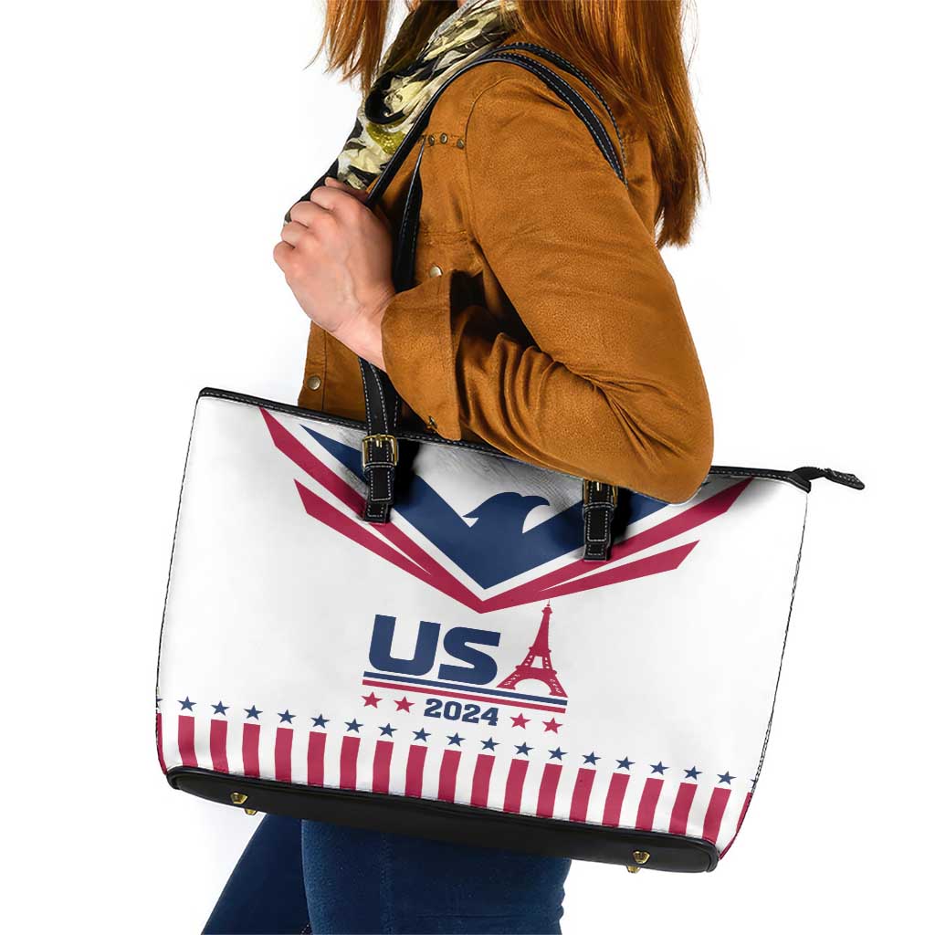 USA 2024 Eiffel Tower Leather Tote Bag United States Summer Sport LT01