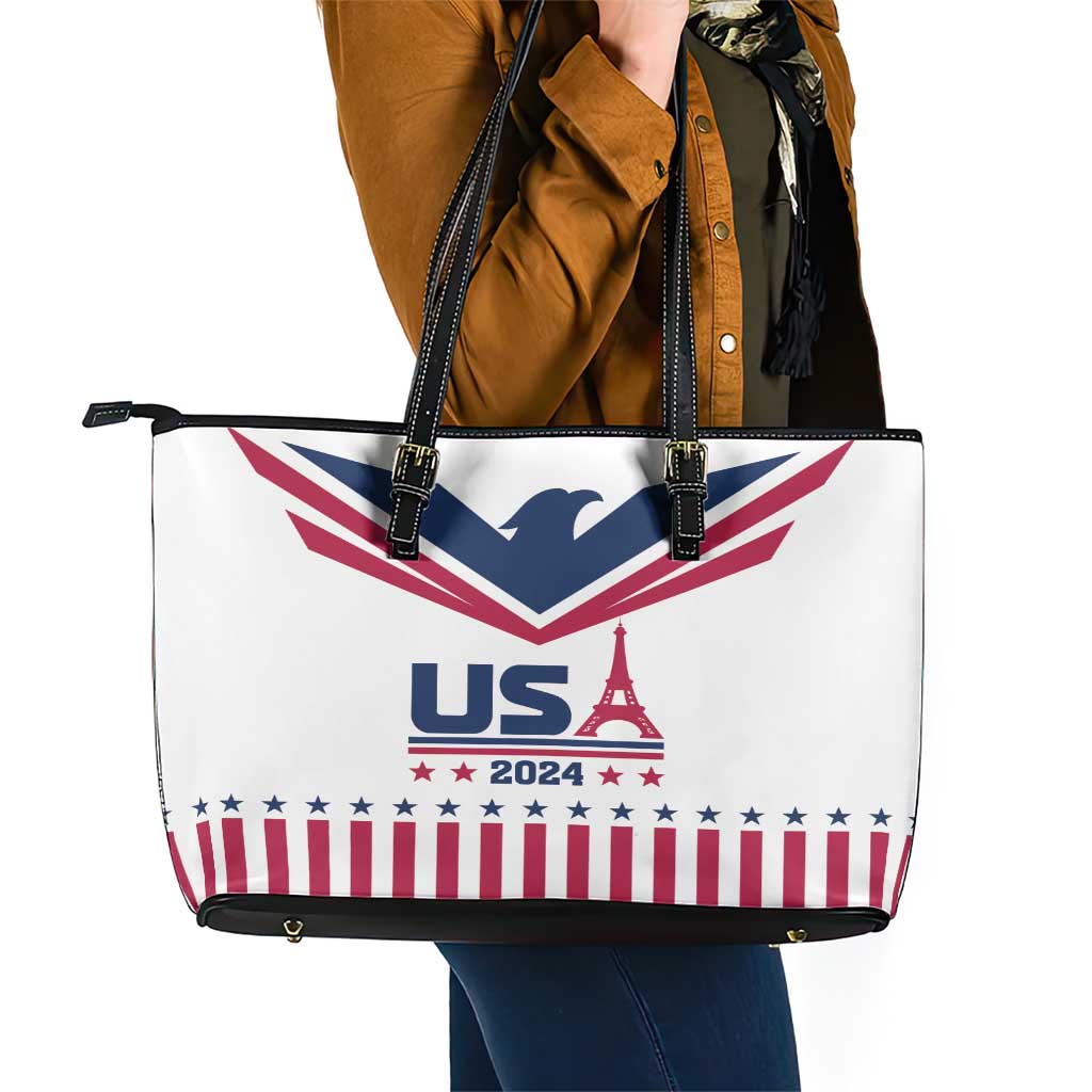 USA 2024 Eiffel Tower Leather Tote Bag United States Summer Sport LT01