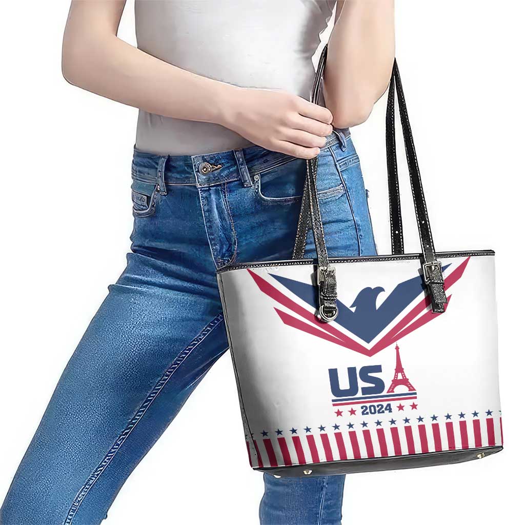 USA 2024 Eiffel Tower Leather Tote Bag United States Summer Sport LT01
