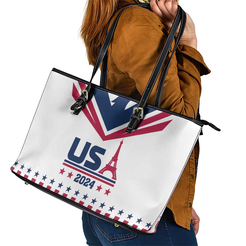 USA 2024 Eiffel Tower Leather Tote Bag United States Summer Sport LT01