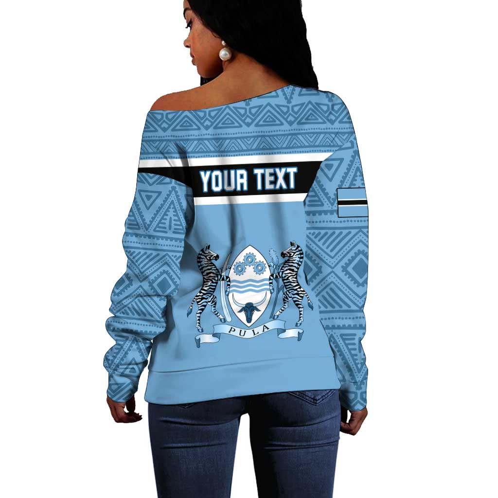 Personalized Botswana Off Shoulder Sweater with Tswana Pula and African Pattern LT01