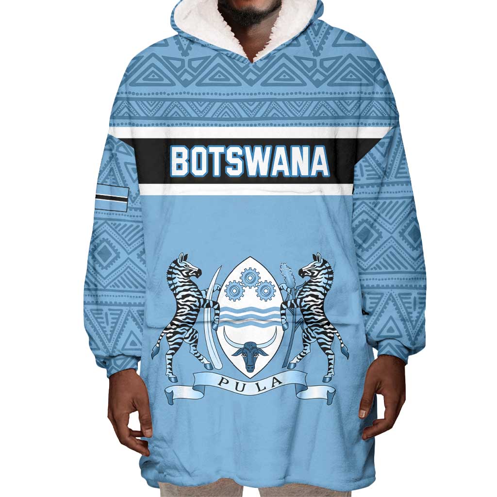 Personalized Botswana Wearable Blanket Hoodie with Tswana Pula and African Pattern LT01