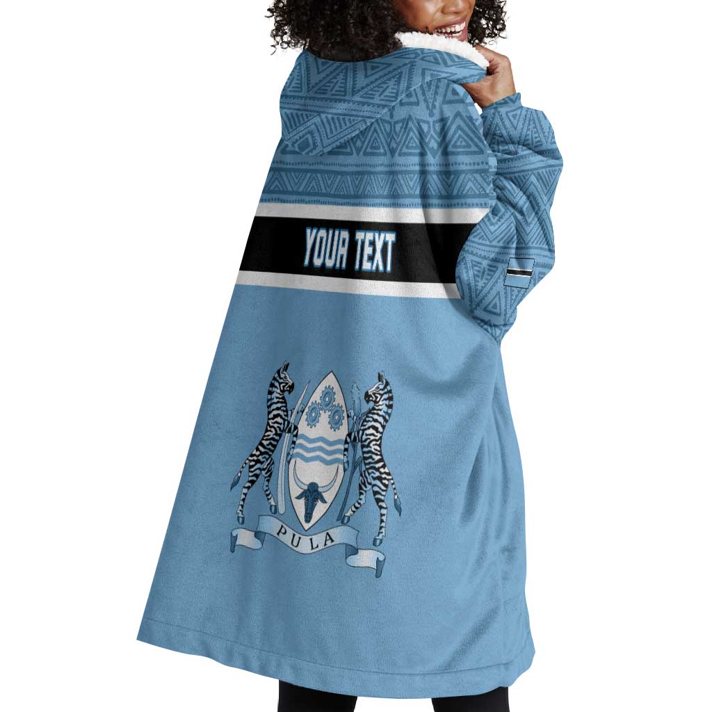 Personalized Botswana Wearable Blanket Hoodie with Tswana Pula and African Pattern LT01