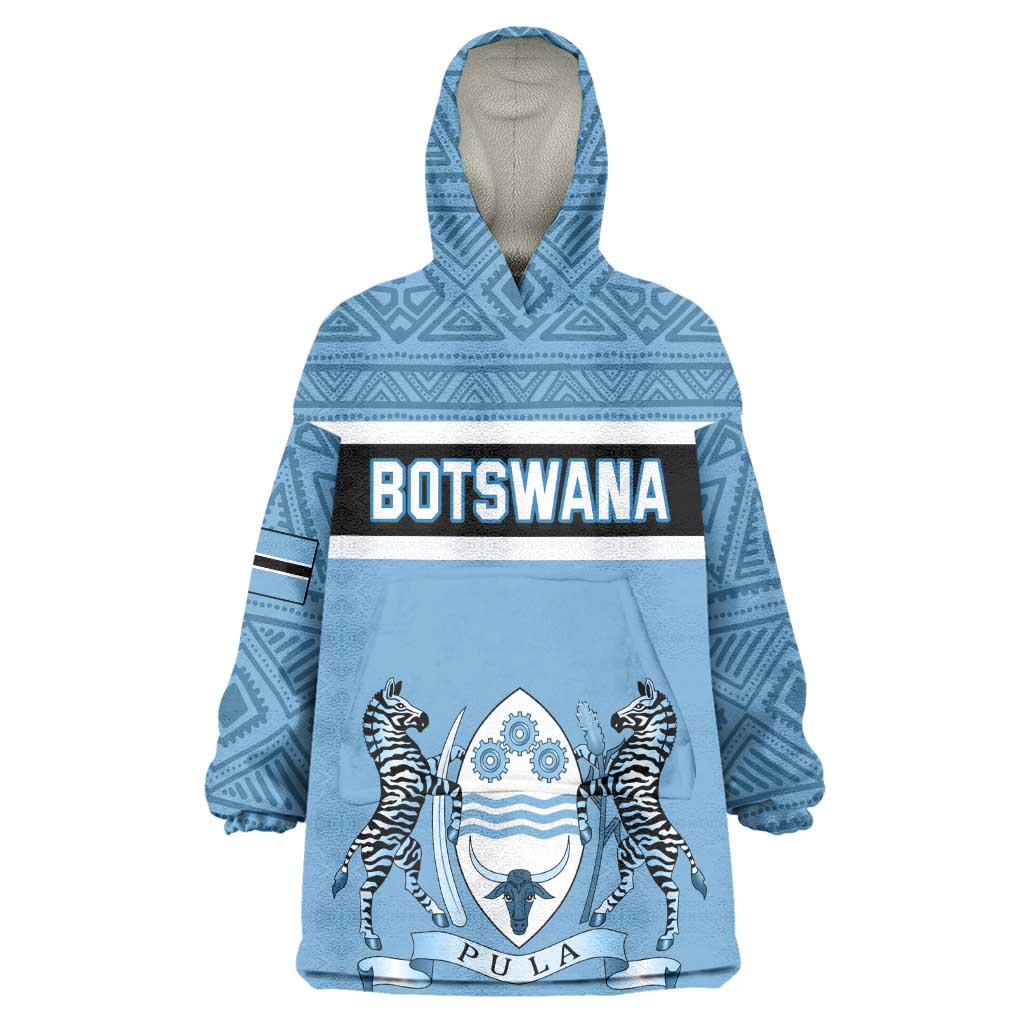 Personalized Botswana Wearable Blanket Hoodie with Tswana Pula and African Pattern LT01