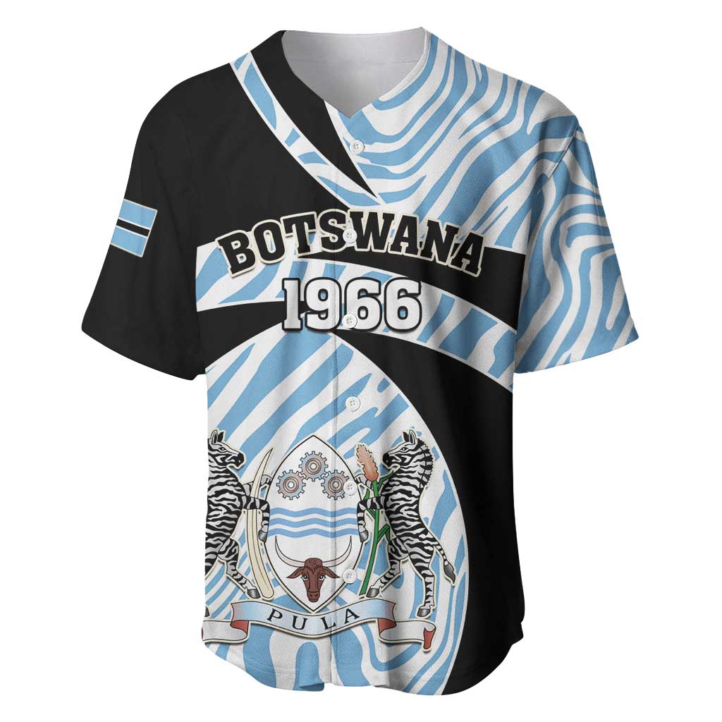 Personalized Botswana Independence Day Baseball Jersey - Lefatshe la Botswana with Zebra Pattern LT01