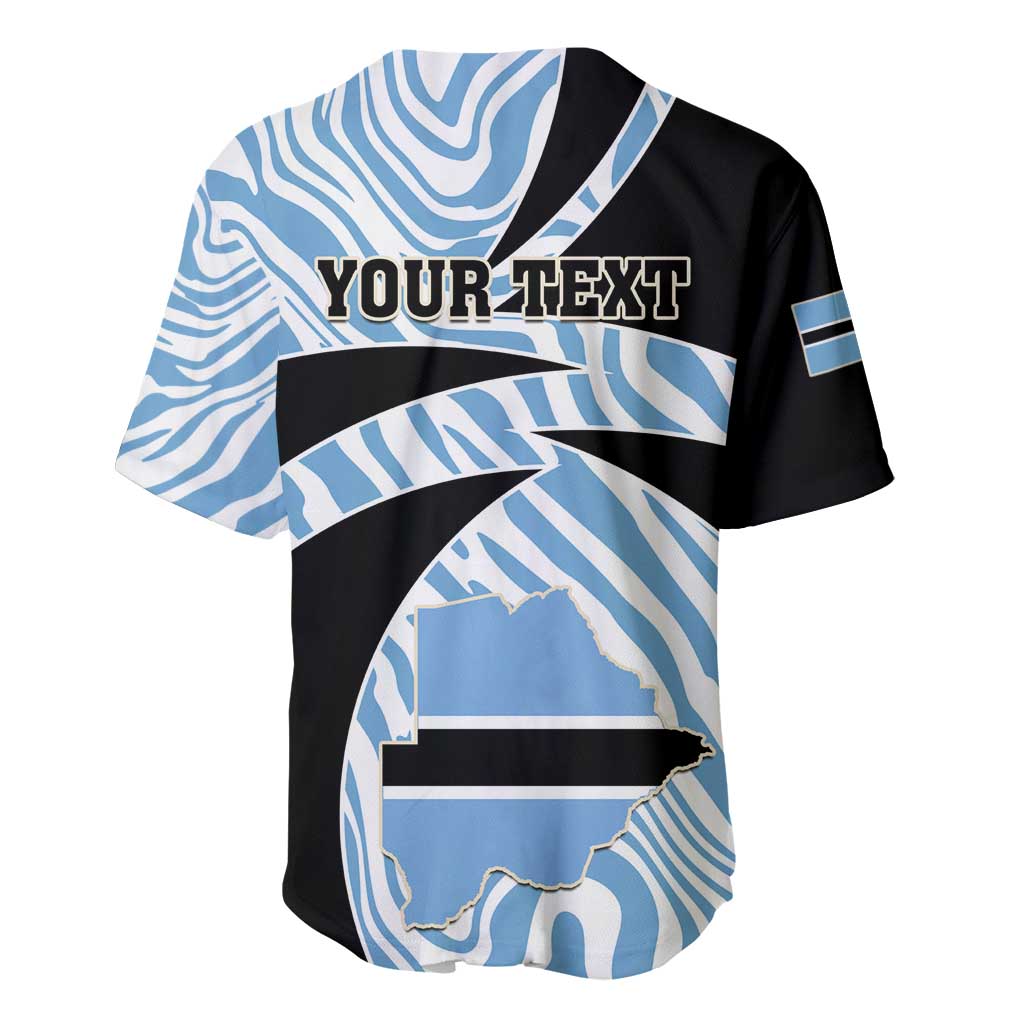 Personalized Botswana Independence Day Baseball Jersey - Lefatshe la Botswana with Zebra Pattern LT01