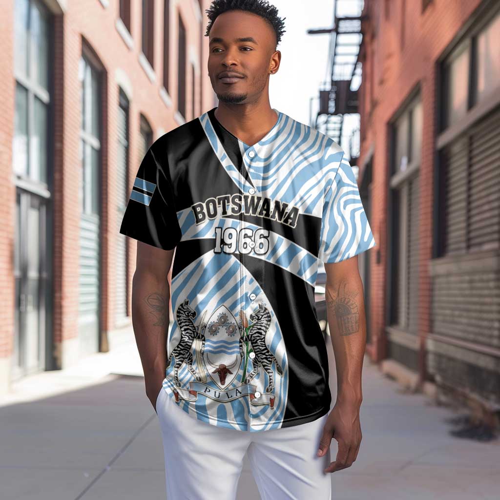 Personalized Botswana Independence Day Baseball Jersey - Lefatshe la Botswana with Zebra Pattern LT01