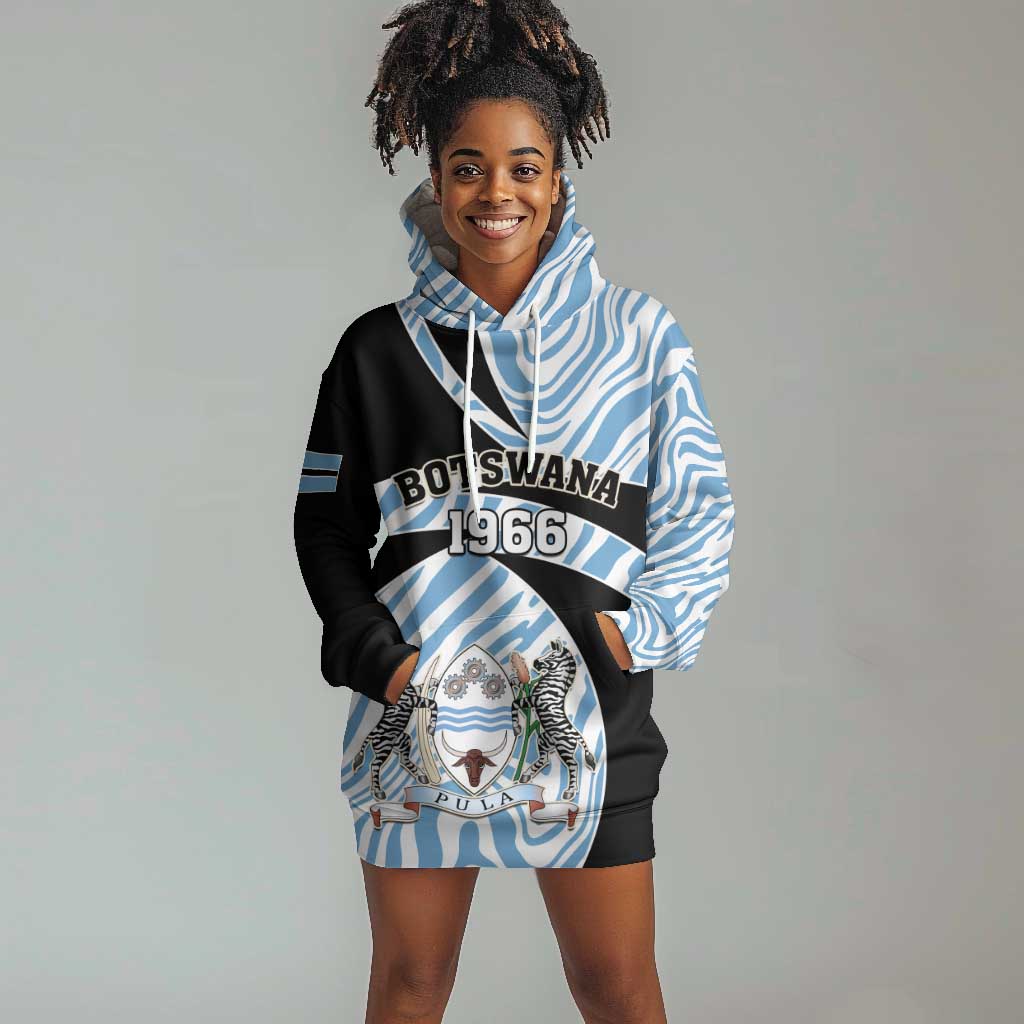 Personalized Botswana Independence Day Hoodie Dress - Lefatshe la Botswana with Zebra Pattern LT01