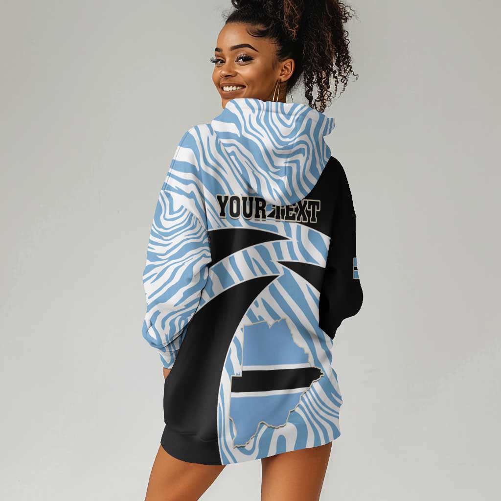 Personalized Botswana Independence Day Hoodie Dress - Lefatshe la Botswana with Zebra Pattern LT01