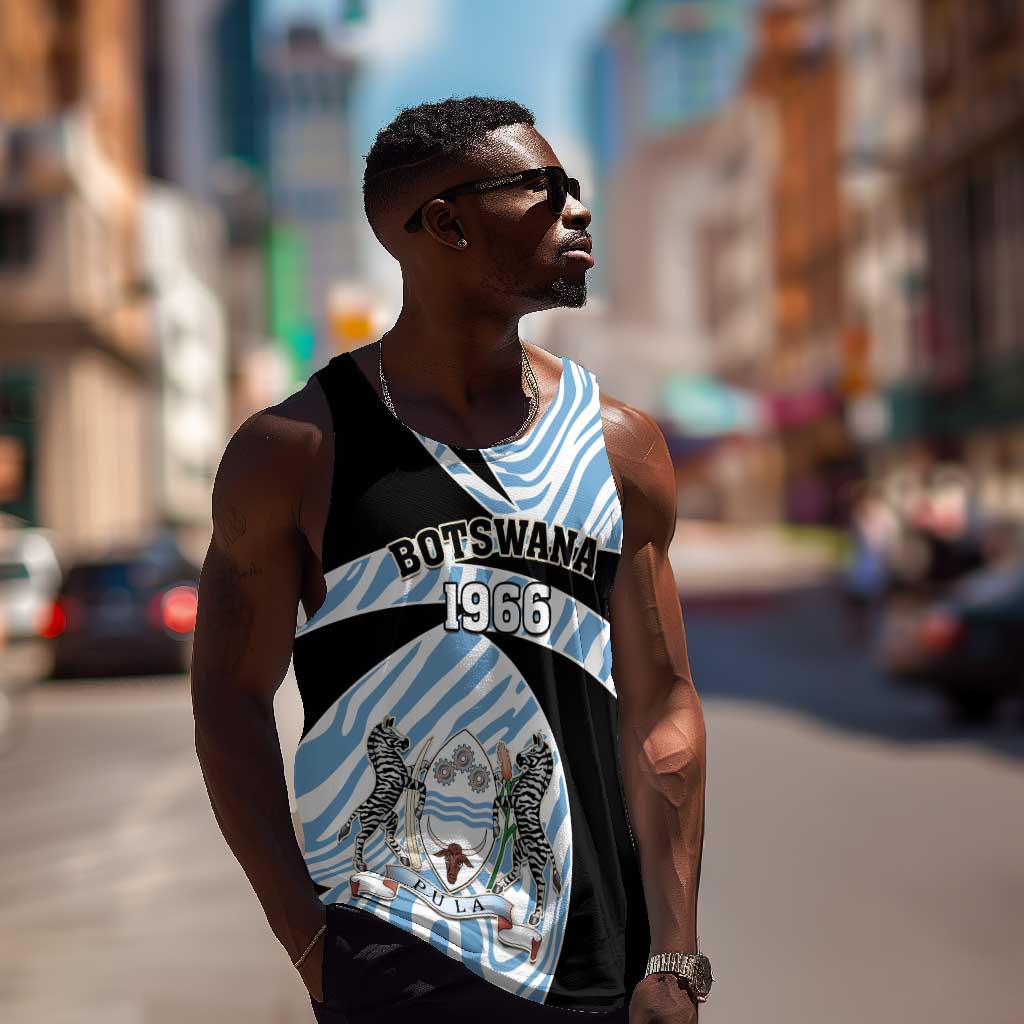 Personalized Botswana Independence Day Men Tank Top - Lefatshe la Botswana with Zebra Pattern LT01