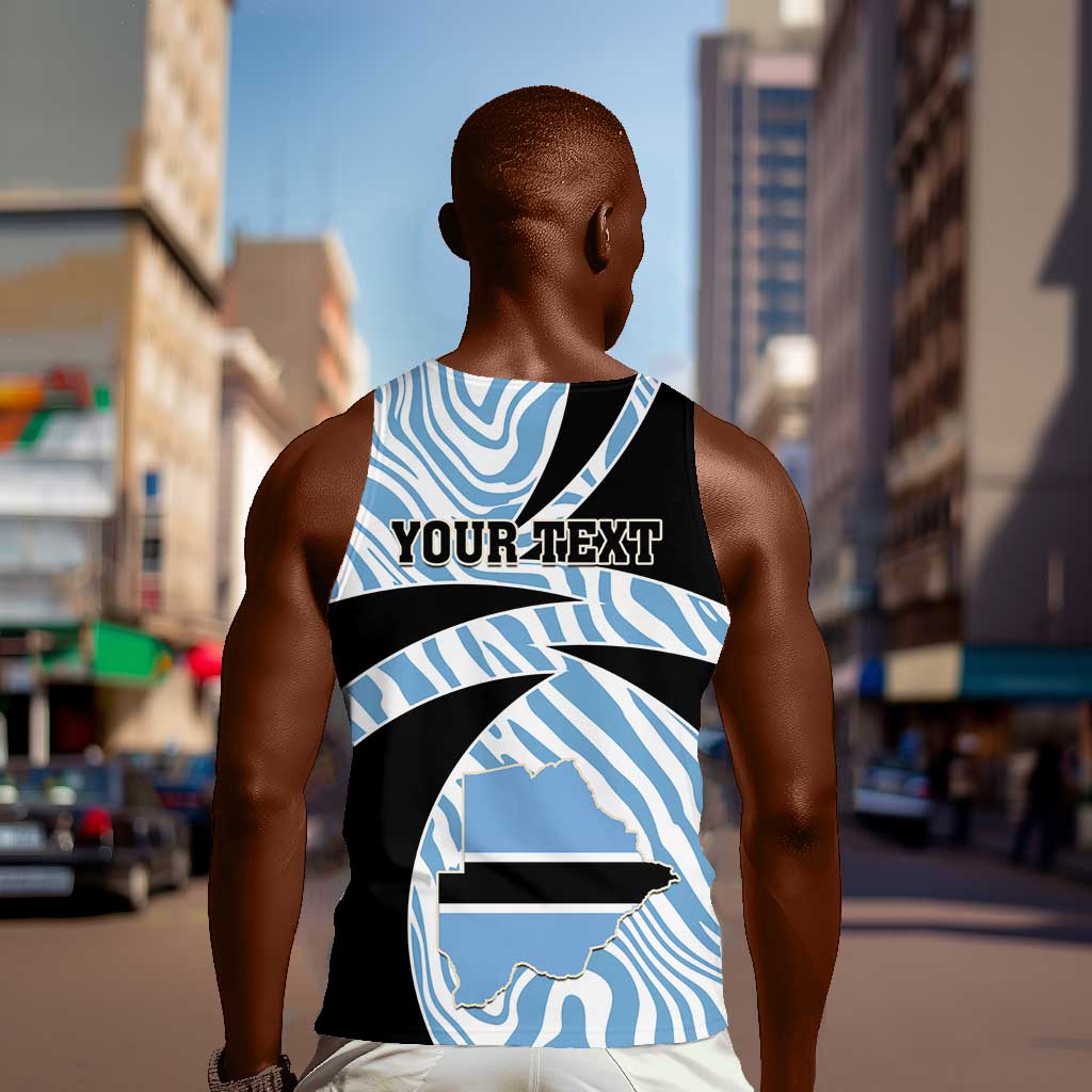 Personalized Botswana Independence Day Men Tank Top - Lefatshe la Botswana with Zebra Pattern LT01