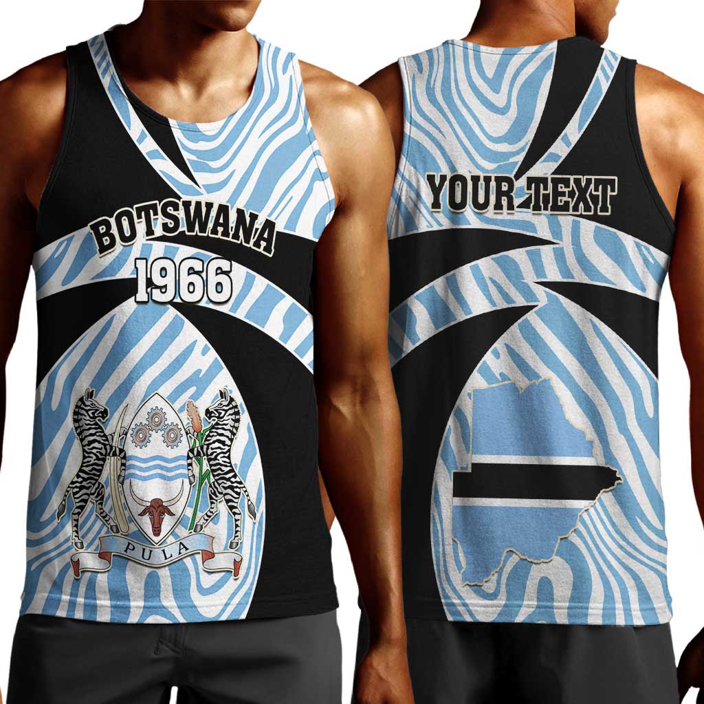 Personalized Botswana Independence Day Men Tank Top - Lefatshe la Botswana with Zebra Pattern LT01