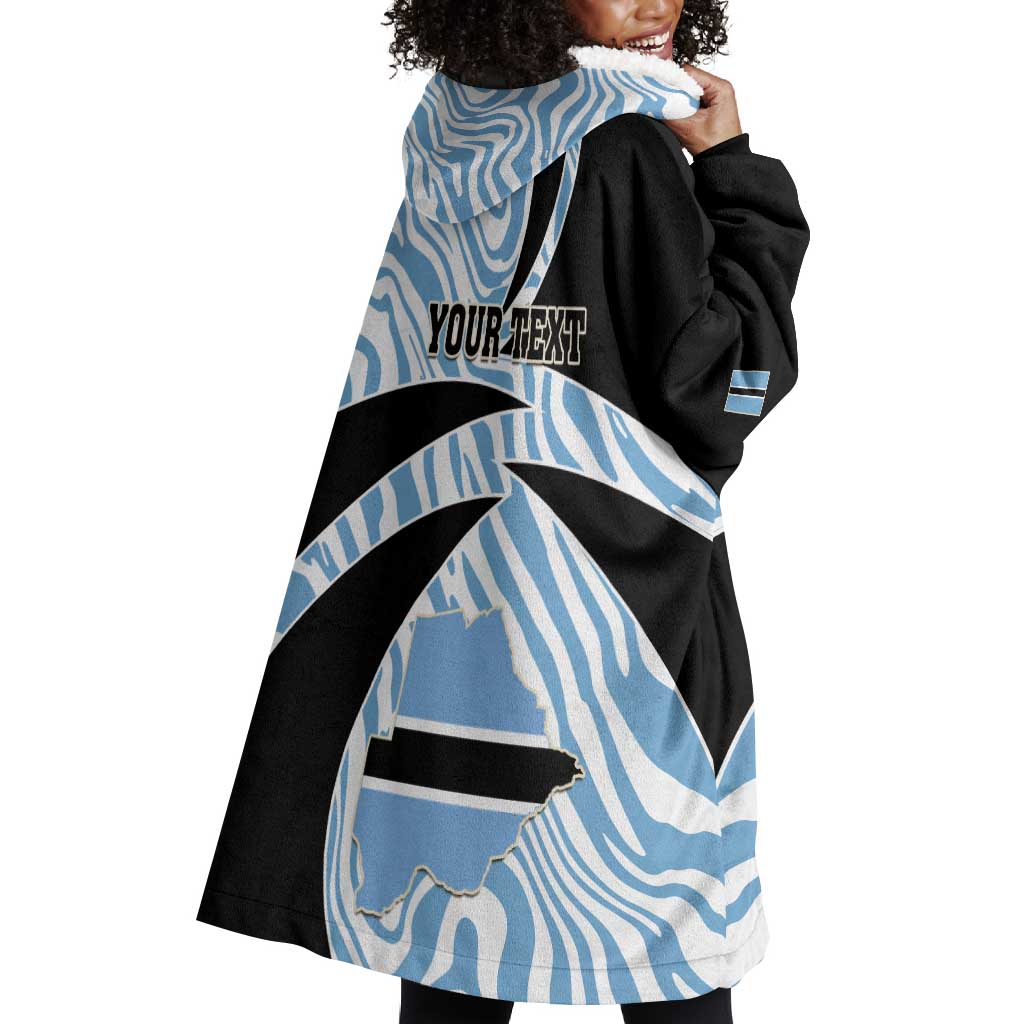 Personalized Botswana Independence Day Wearable Blanket Hoodie - Lefatshe la Botswana with Zebra Pattern LT01