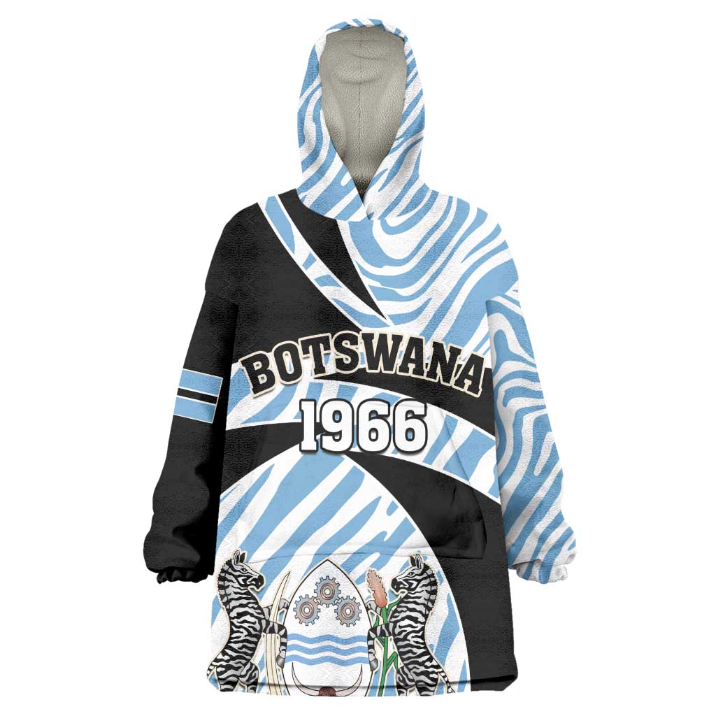 Personalized Botswana Independence Day Wearable Blanket Hoodie - Lefatshe la Botswana with Zebra Pattern LT01