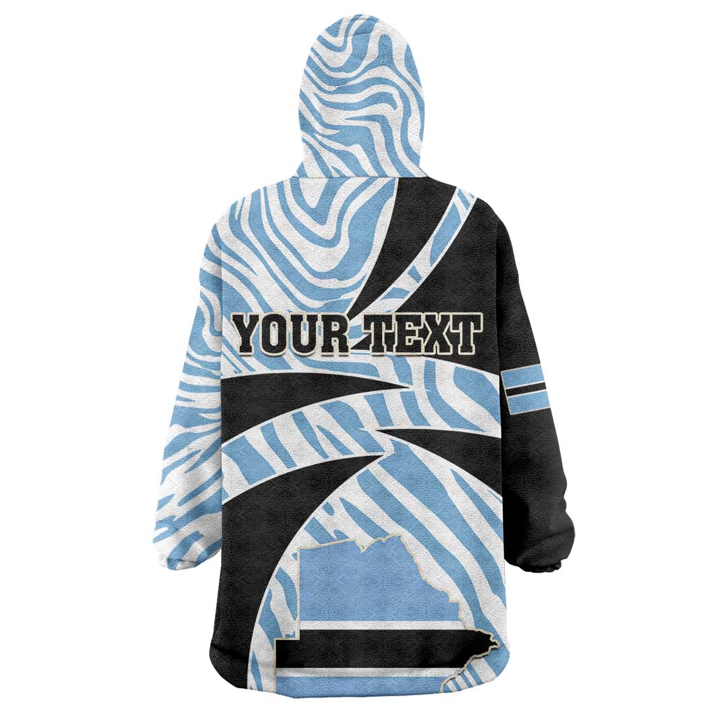 Personalized Botswana Independence Day Wearable Blanket Hoodie - Lefatshe la Botswana with Zebra Pattern LT01