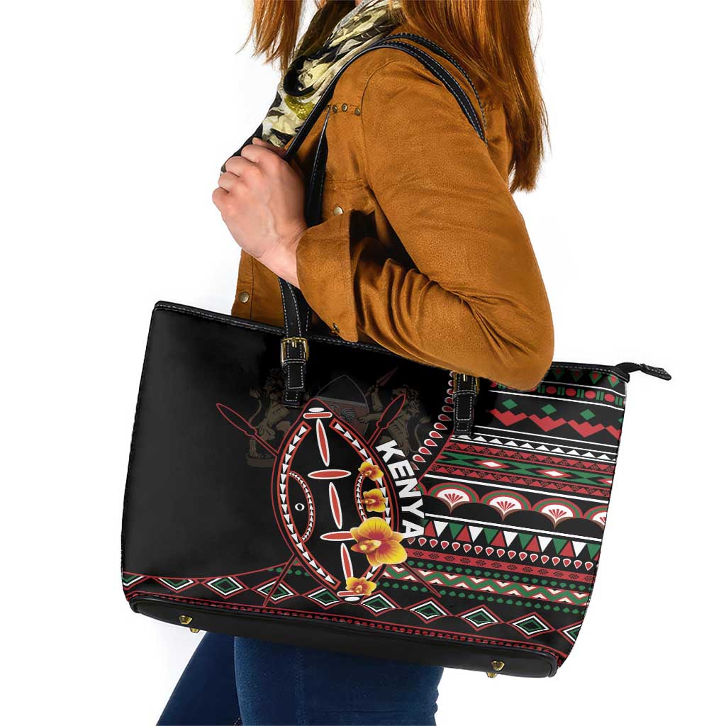 Kenya Leather Tote Bag Jamhuri ya Kenya Shield LT01