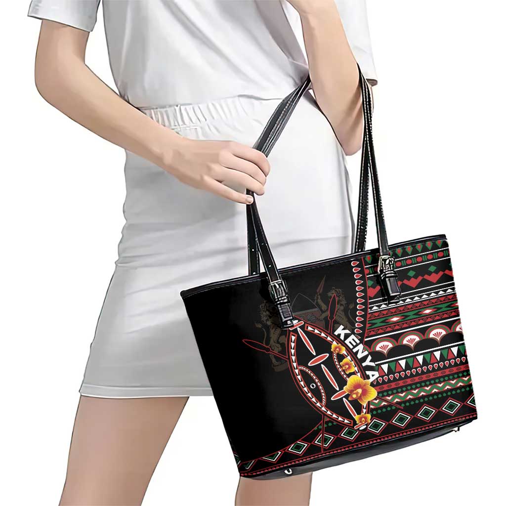 Kenya Leather Tote Bag Jamhuri ya Kenya Shield LT01