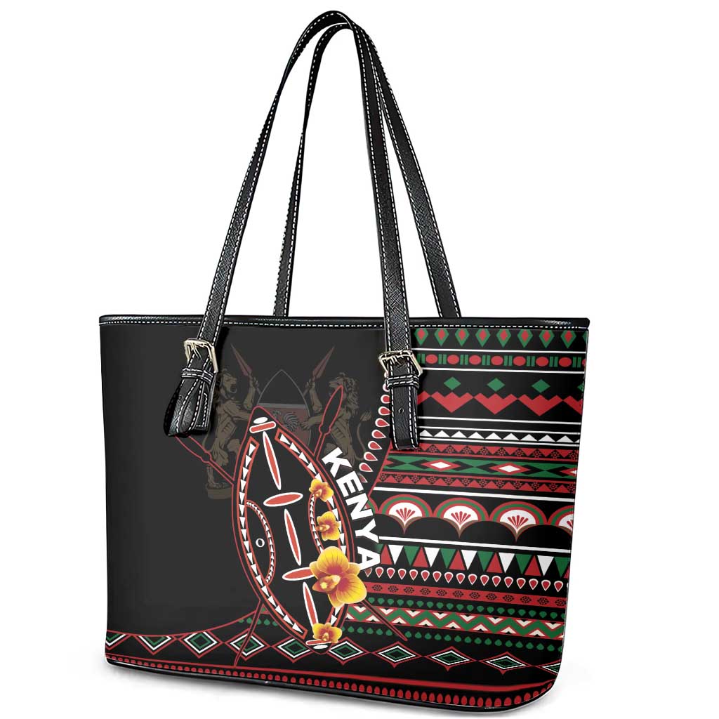 Kenya Leather Tote Bag Jamhuri ya Kenya Shield LT01