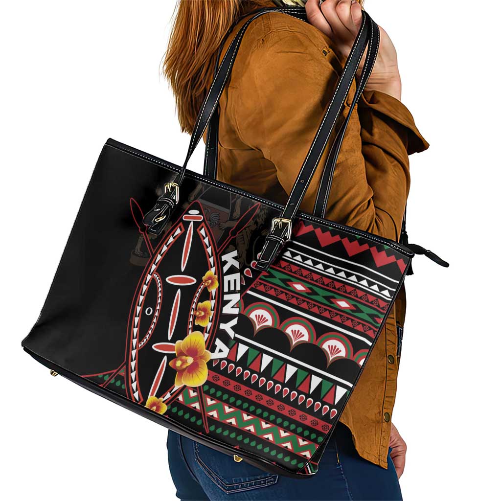 Kenya Leather Tote Bag Jamhuri ya Kenya Shield LT01