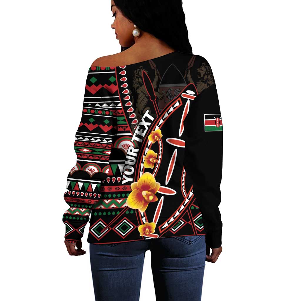 Personalized Kenya Off Shoulder Sweater Jamhuri Day, Kenya Shield LT01