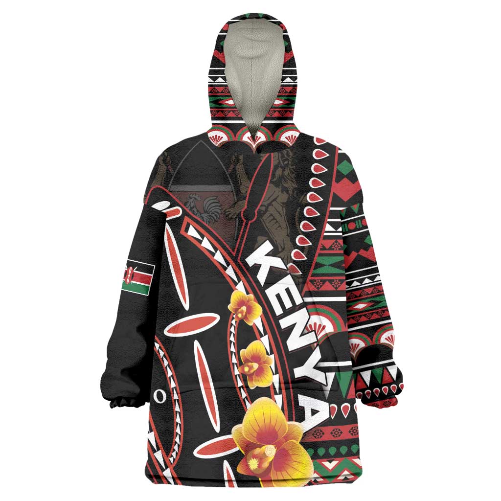 Personalized Kenya Wearable Blanket Hoodie Jamhuri Day, Kenya Shield LT01