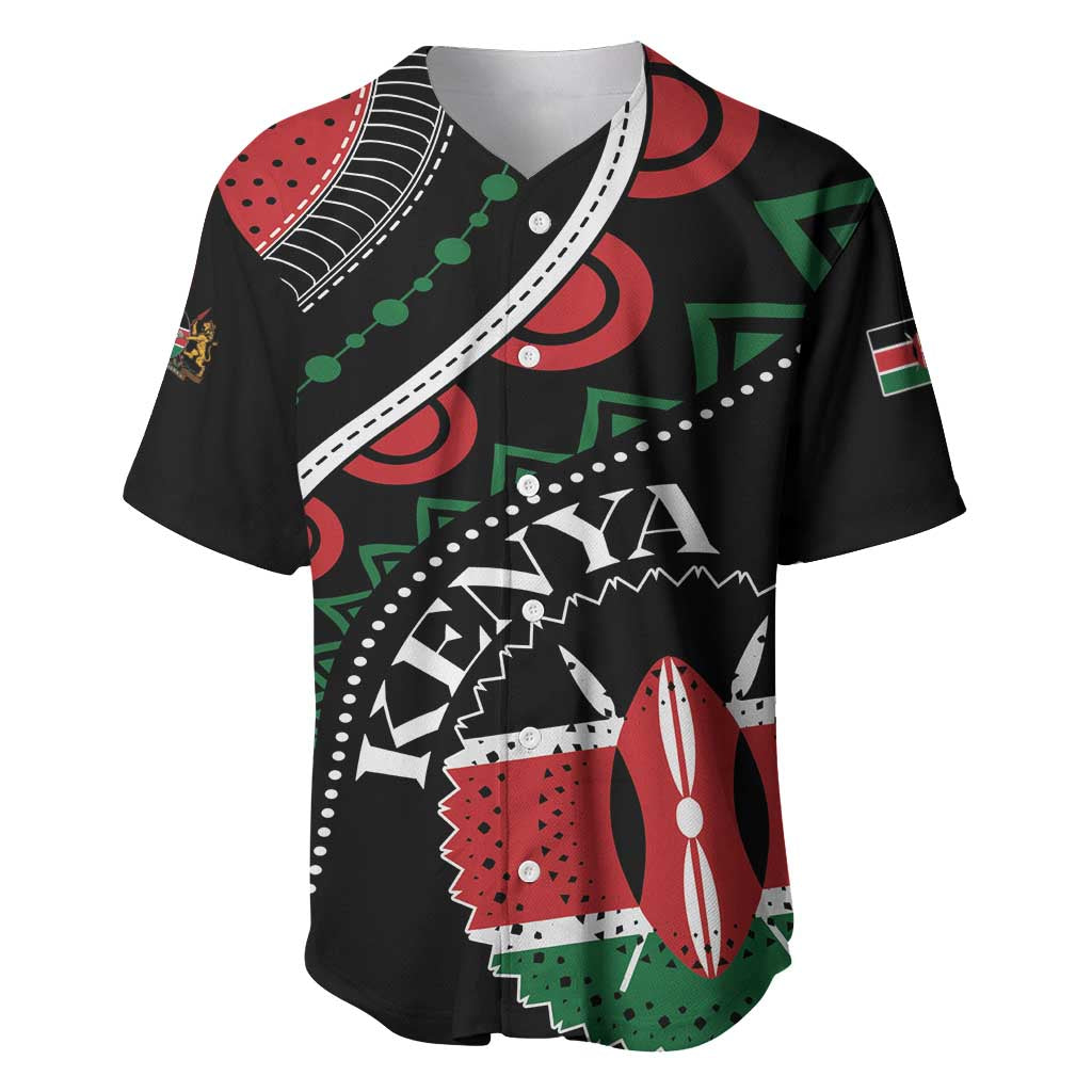 Personalized Kenya Baseball Jersey Harambee African Pattern - Coat of Arms Design LT01