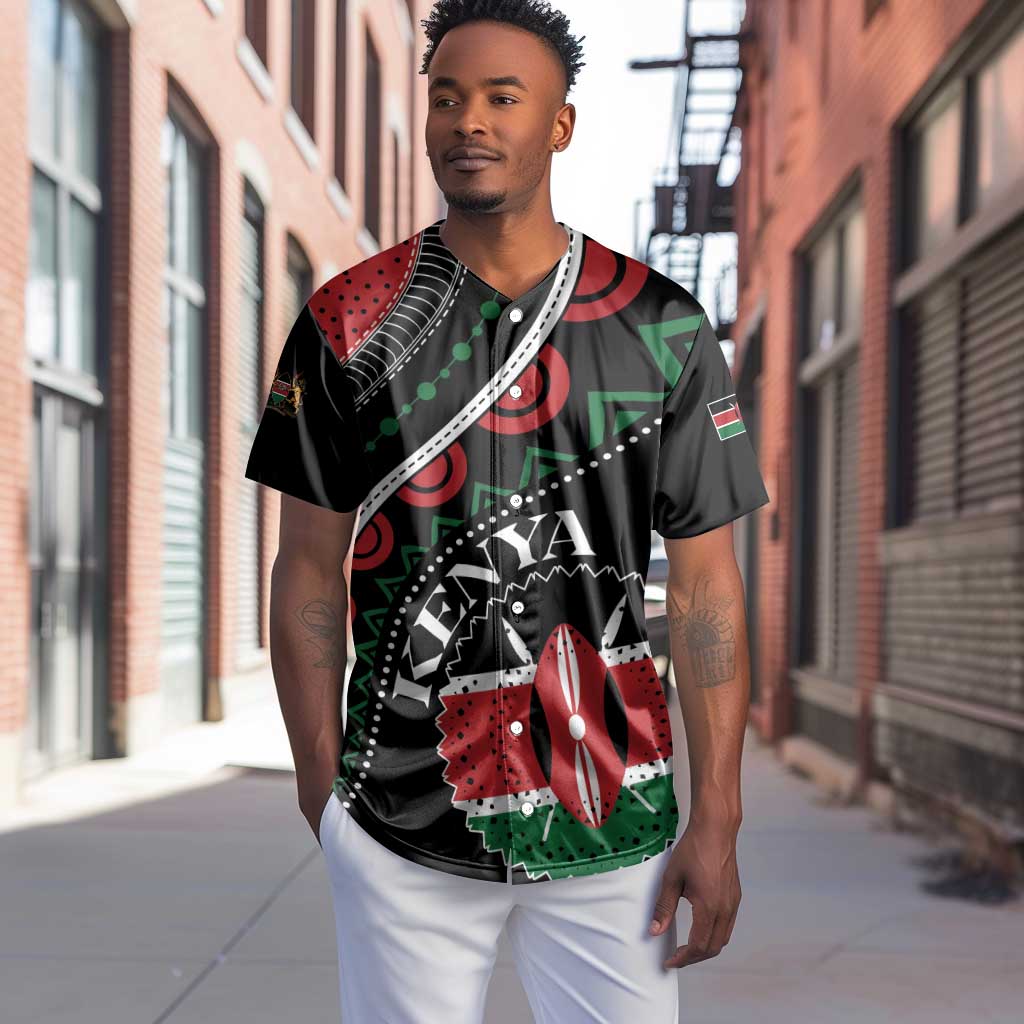 Personalized Kenya Baseball Jersey Harambee African Pattern - Coat of Arms Design LT01