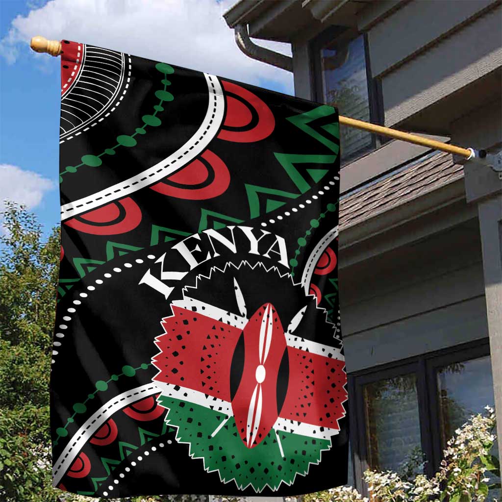 Kenya Garden Flag Harambee African Pattern - Coat of Arms Design LT01