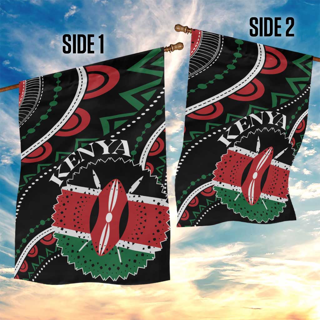 Kenya Garden Flag Harambee African Pattern - Coat of Arms Design LT01