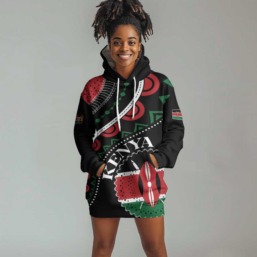 Personalized Kenya Hoodie Dress Harambee African Pattern - Coat of Arms Design LT01