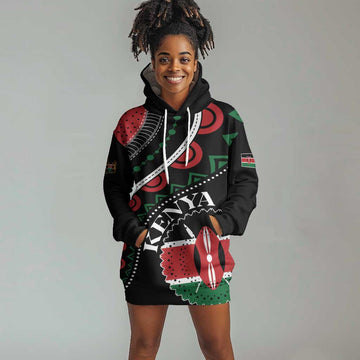 Personalized Kenya Hoodie Dress Harambee African Pattern - Coat of Arms Design LT01