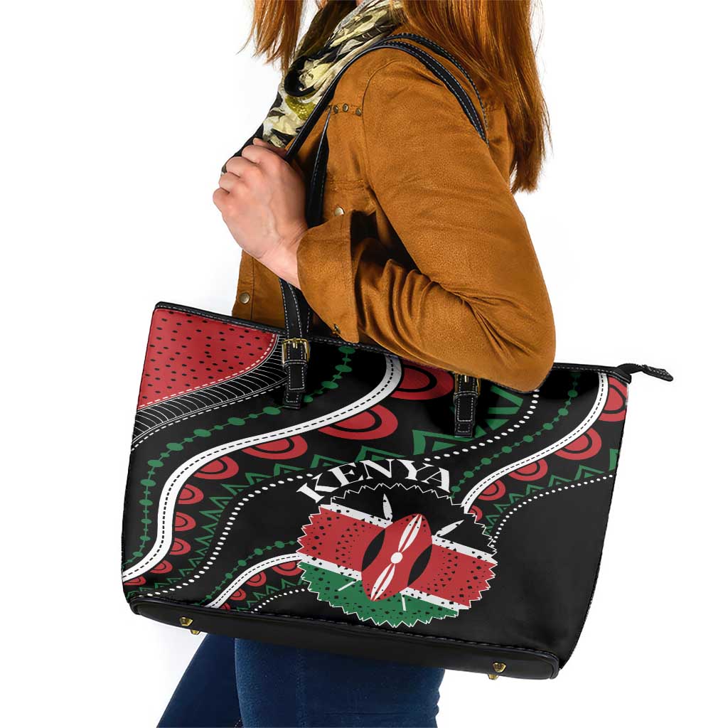Kenya Leather Tote Bag Harambee African Pattern LT01