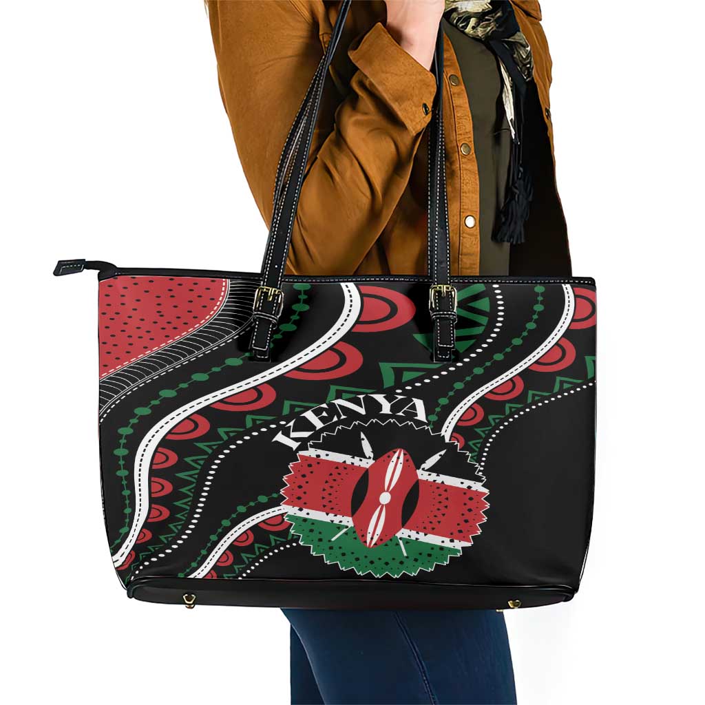 Kenya Leather Tote Bag Harambee African Pattern LT01