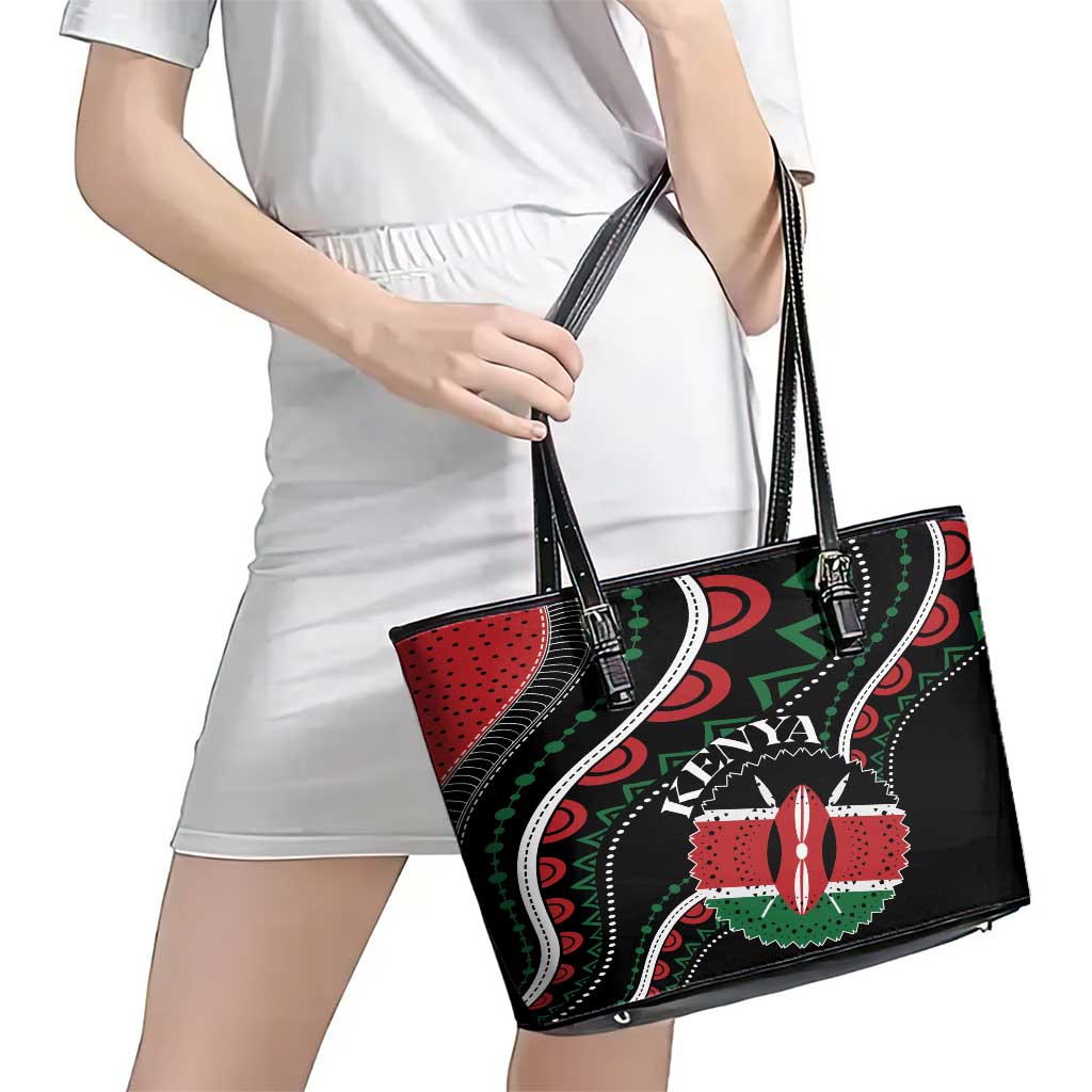 Kenya Leather Tote Bag Harambee African Pattern LT01