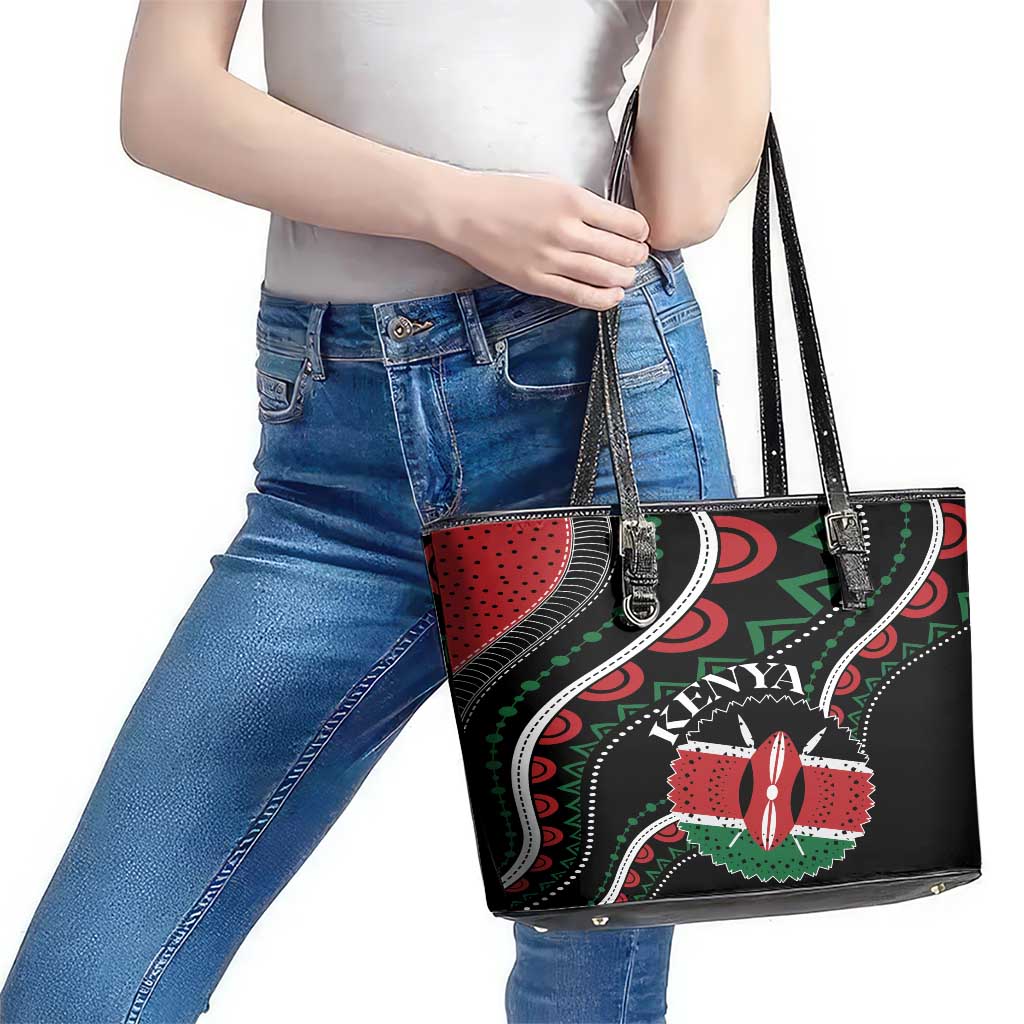 Kenya Leather Tote Bag Harambee African Pattern LT01