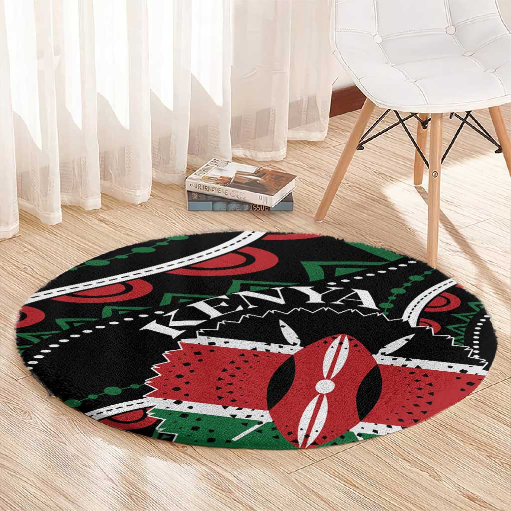 Kenya Round Carpet Harambee African Pattern - Coat of Arms Design LT01