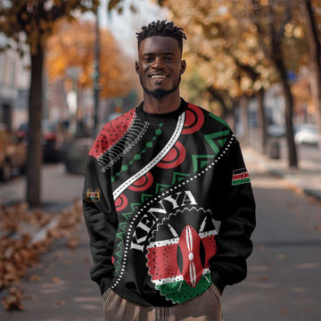 Personalized Kenya Sweatshirt Harambee African Pattern - Coat of Arms Design LT01