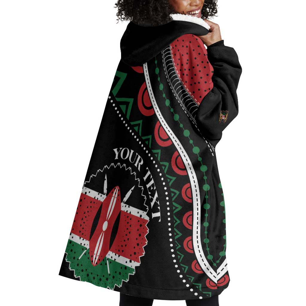Personalized Kenya Wearable Blanket Hoodie Harambee African Pattern - Coat of Arms Design LT01