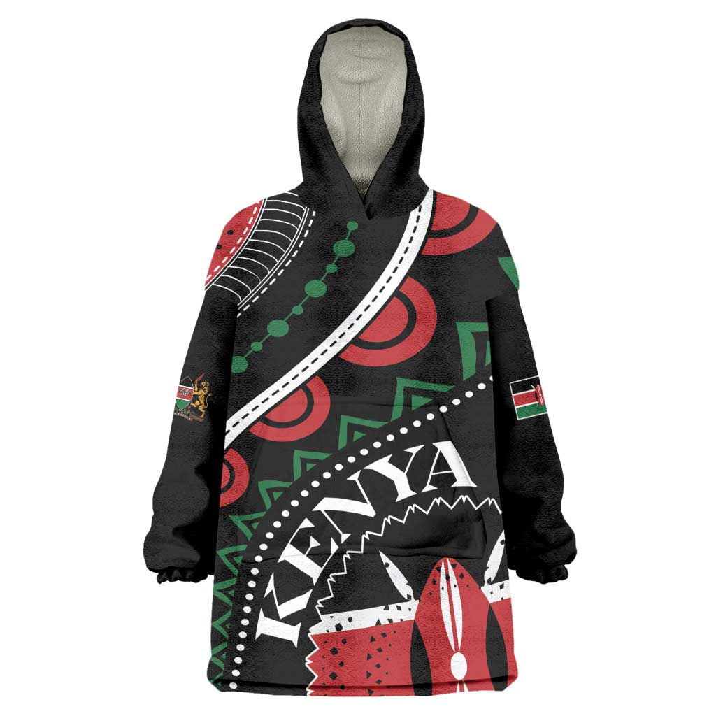 Personalized Kenya Wearable Blanket Hoodie Harambee African Pattern - Coat of Arms Design LT01