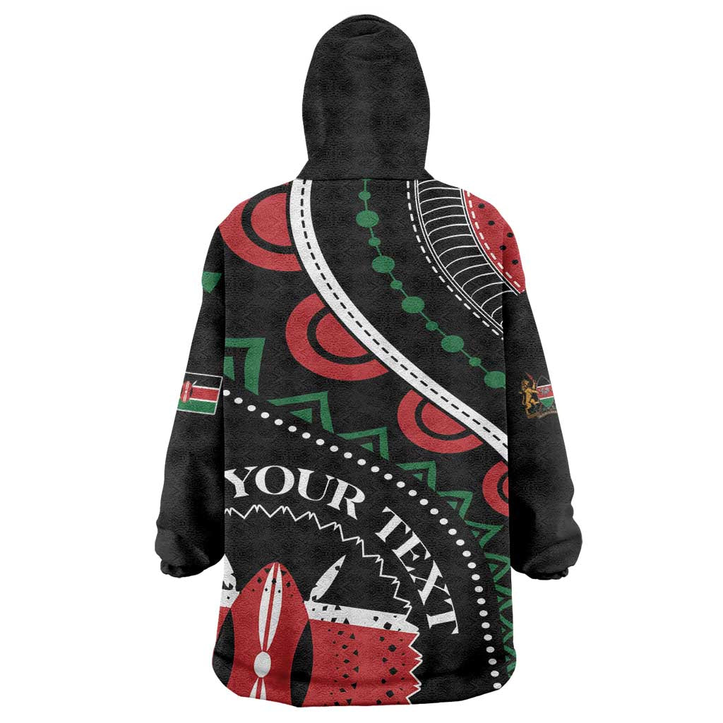 Personalized Kenya Wearable Blanket Hoodie Harambee African Pattern - Coat of Arms Design LT01