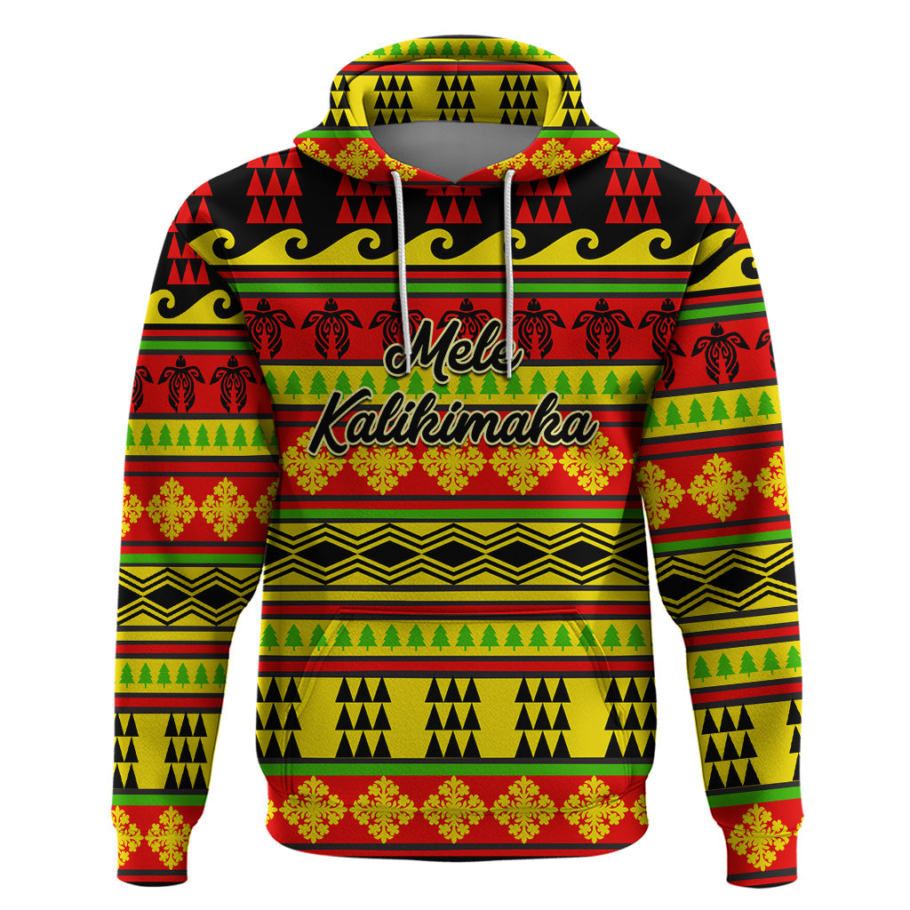 Custom Hawaii Christmas Hoodie Hawaiian Quilt Pattern Reggae Version LT01