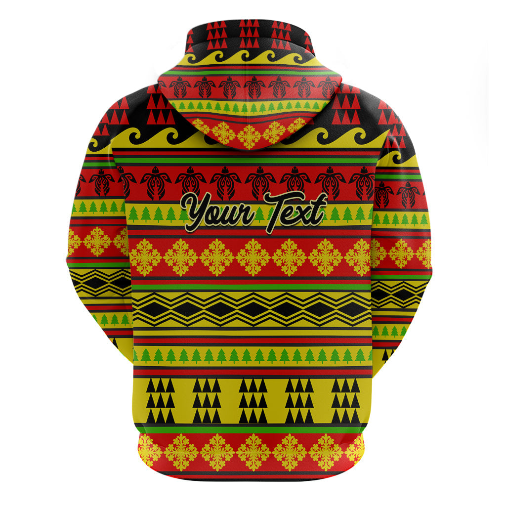 Custom Hawaii Christmas Hoodie Hawaiian Quilt Pattern Reggae Version LT01