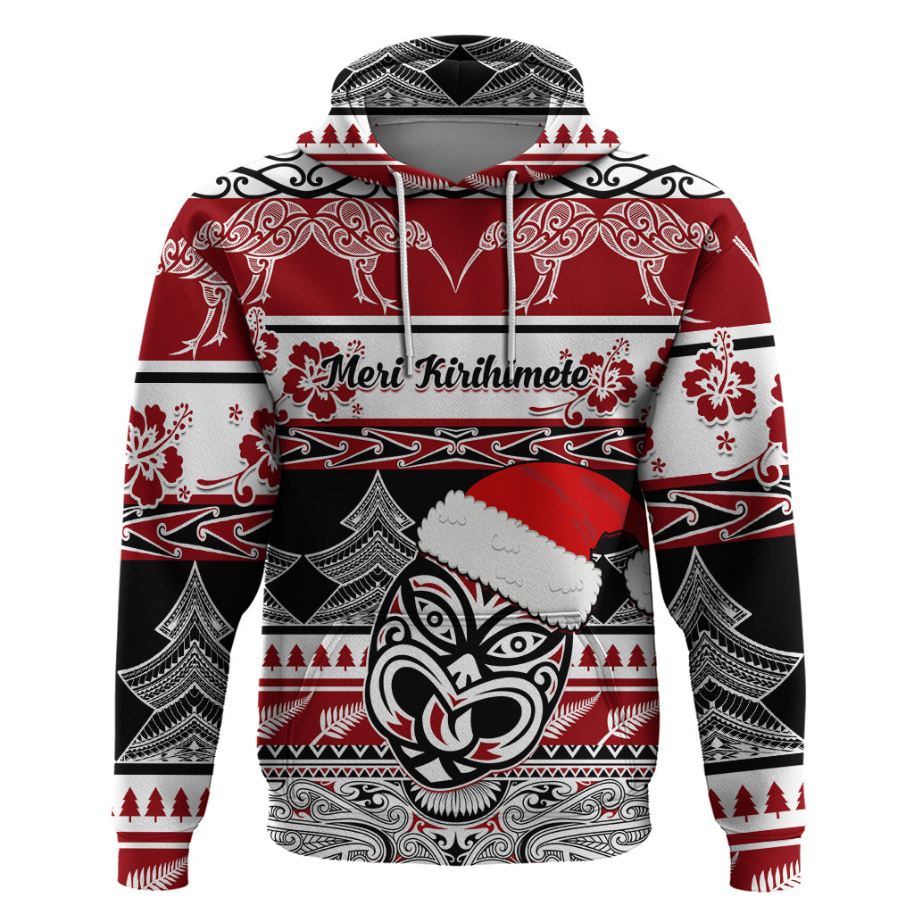 Custom New Zealand Christmas Hoodie Maori Meri Kirihimete Moko LT01