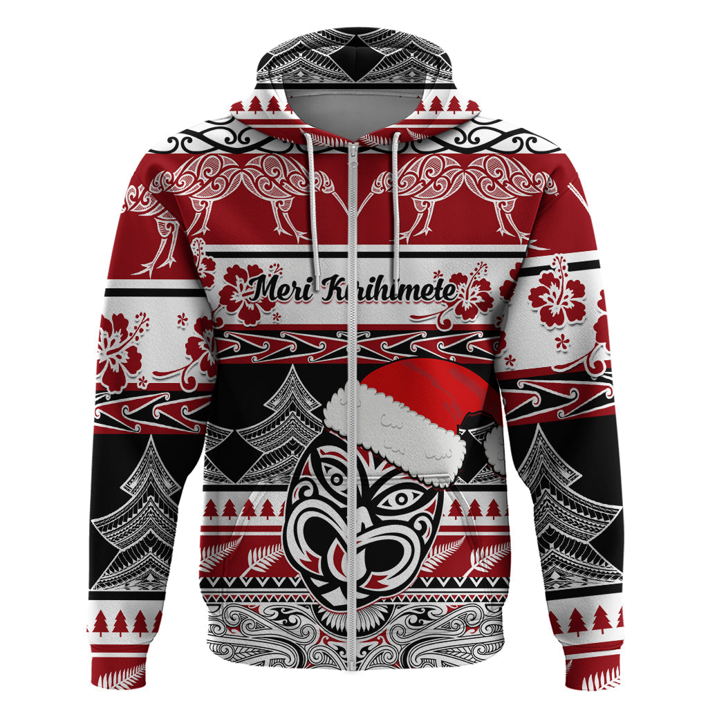 Custom New Zealand Christmas Hoodie Maori Meri Kirihimete Moko LT01
