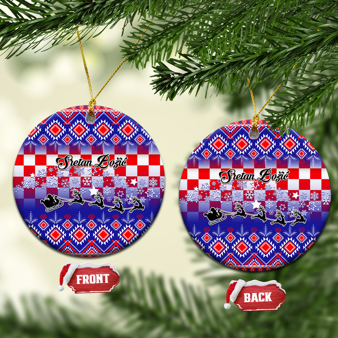 Croatia Christmas Ceramic Ornament Sretan Bozic Croatian Embroidery Patterns LT01