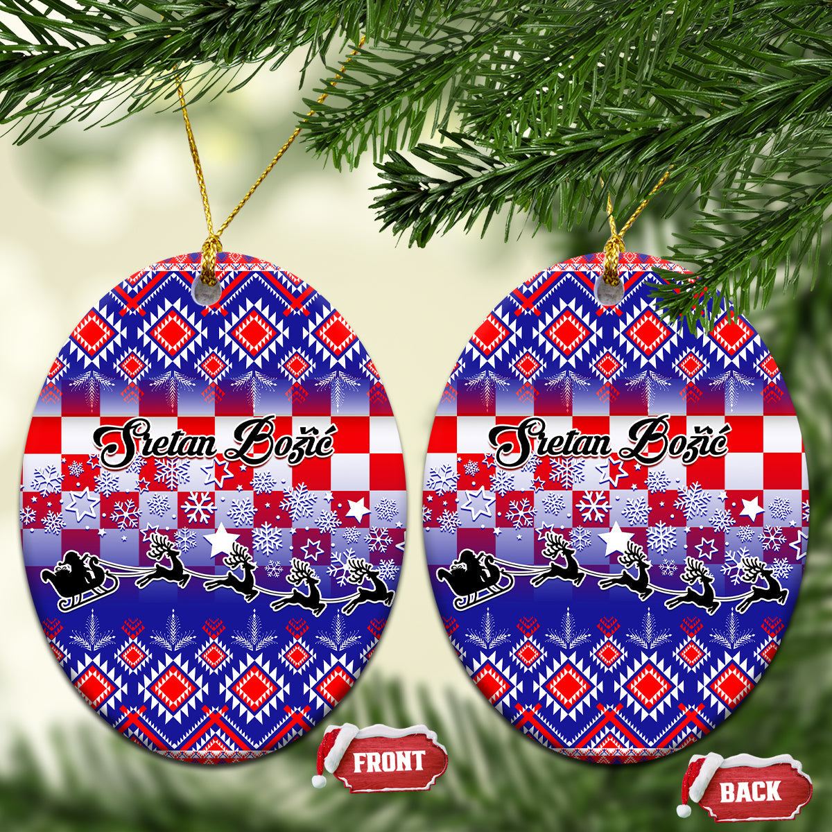 Croatia Christmas Ceramic Ornament Sretan Bozic Croatian Embroidery Patterns LT01