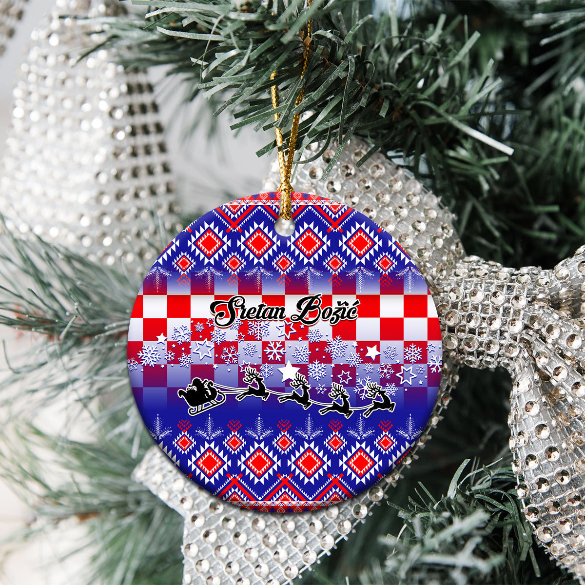 Croatia Christmas Ceramic Ornament Sretan Bozic Croatian Embroidery Patterns LT01