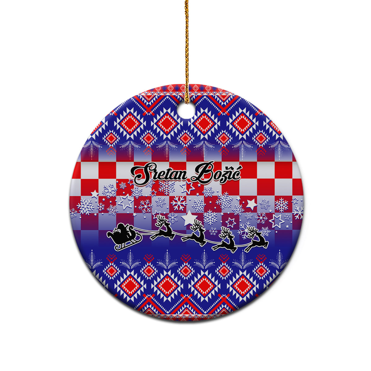 Croatia Christmas Ceramic Ornament Sretan Bozic Croatian Embroidery Patterns LT01